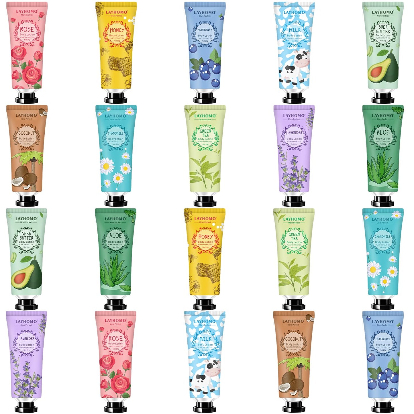 Mini Body Lotion Gift Set - 20 Travel Size Creams with Shea Butter for Dry Skin | Perfect Gifts for Women and Men