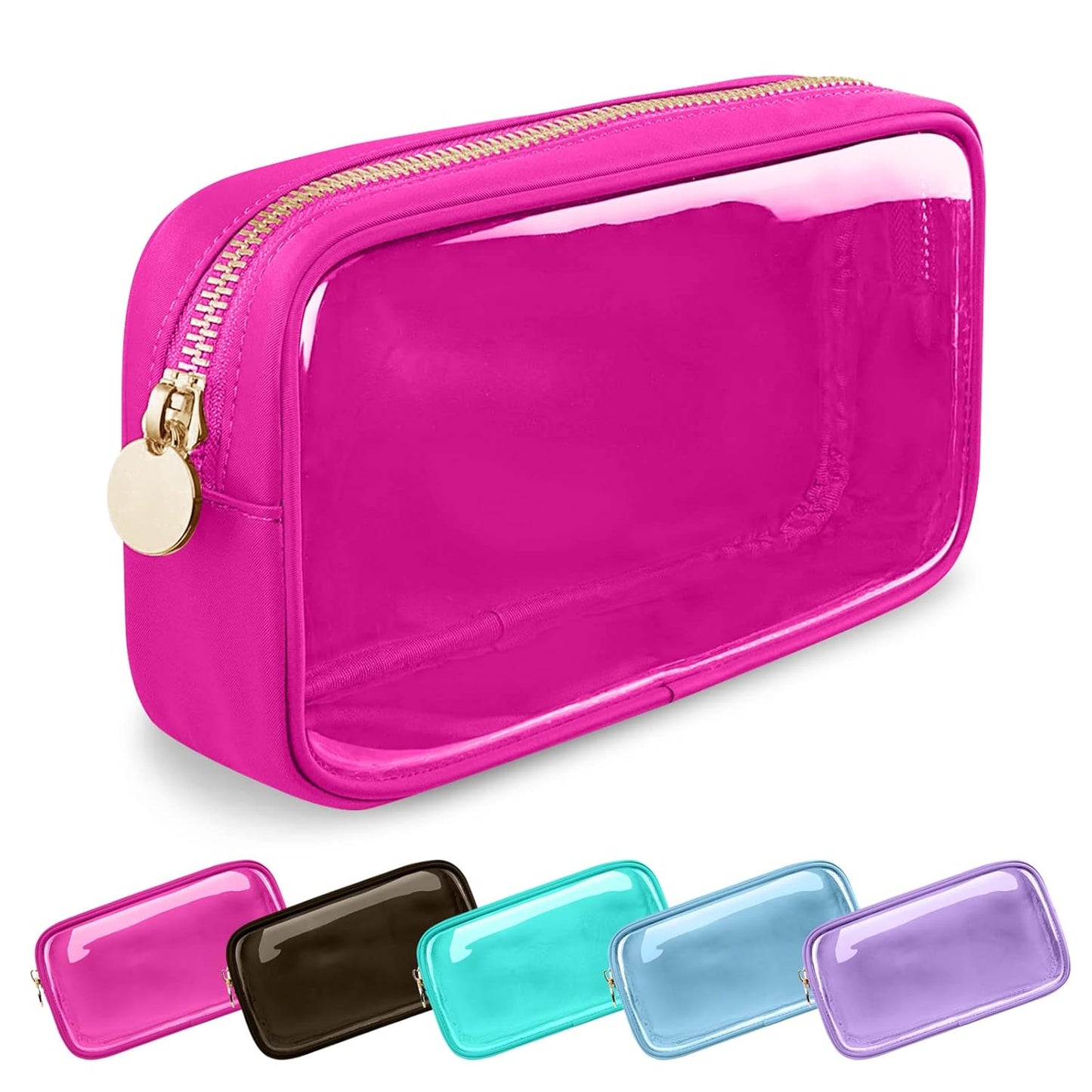Waterproof Mini Floral Makeup Bag - Nylon Travel Pouch for Women | Cute Zipper Toiletry Organizer (Mini White-Flowers)