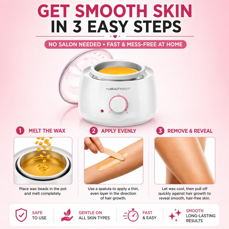My Beauty Spot Wax Warmer for Hair Removal Kit - Electric Wax Machine for Women at Home - Full Body Bikini Brazilian - Includes Hard Wax Beads & Applicator Sticks