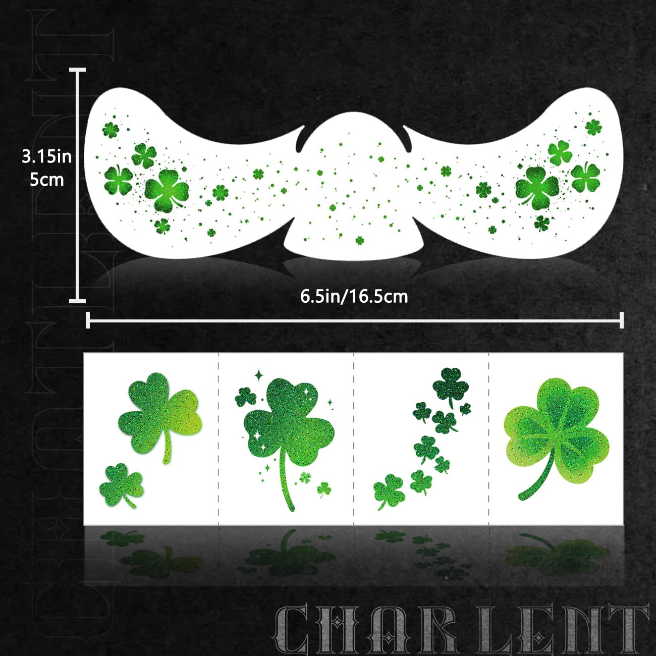 CHARLENT Glitter Shamrock Freckles Face Tattoos | 18 Sheets St. Patrick’s Day Temporary Makeup Patches for Women Kids St. Patrick's Day Parade, Irish Festival Looks