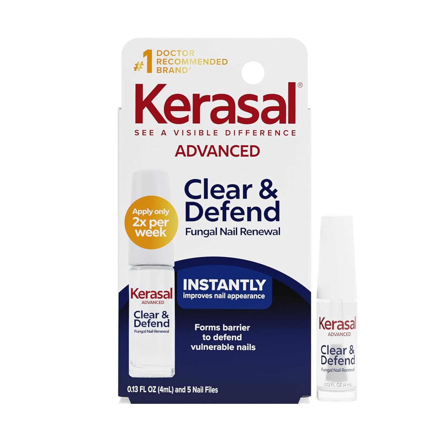 Kerasal Nail Renewal - Advanced Clear & Defend Nail Repair with Urea & Spirulina | 0.13 Fl Oz