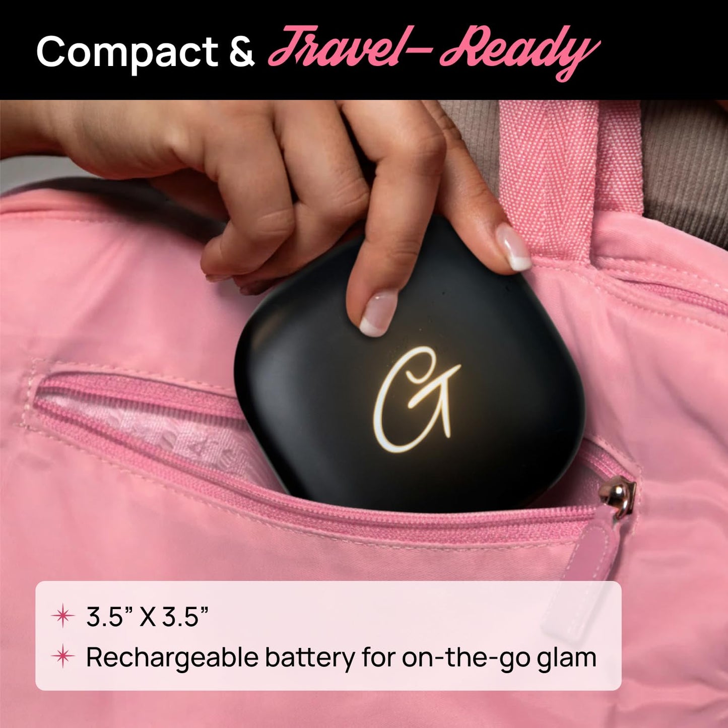 Full Out Glam Lux LED Lighted Compact Mirror | 1X + 10X Magnifying Makeup Mirror with Lights | USB-C Rechargeable & Dimmable for Detailed Touch-Ups
