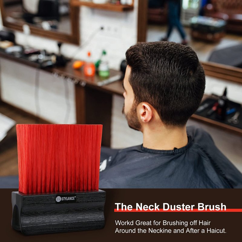 Pro Barber Barber Neck Duster Brush for Hair Cutting, Soft Household Hair Neck Cleaning Brush, Professional Salon Tool (Black Brown)
