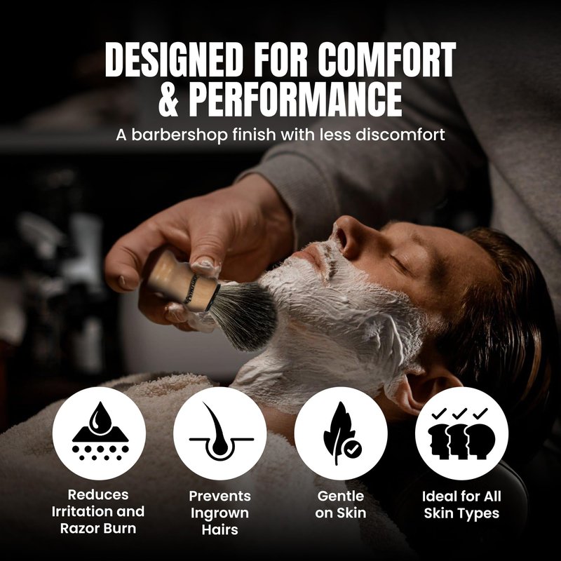 Gentleman Jon 100% Black Badger Hair Shaving Brush for Men – Premium Ergonomic Shave Lather Brush for Wet Shave Using Shaving Cream & Soap – Ideal for Safety Razor, Double Edge Razor & Straight Razors