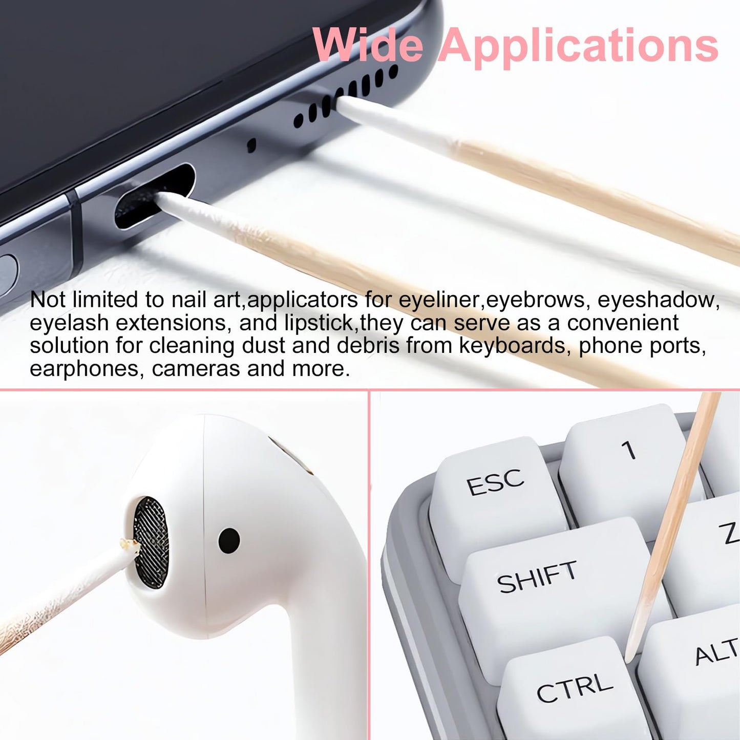 600PCS Precision Tip Cotton Swabs, Double-end Microblading Pointed Tip Cotton Swabs Makeup Applicators Nail Polish Remover Pen Disposable Makeup Touch Up Correcting Beauty Tools