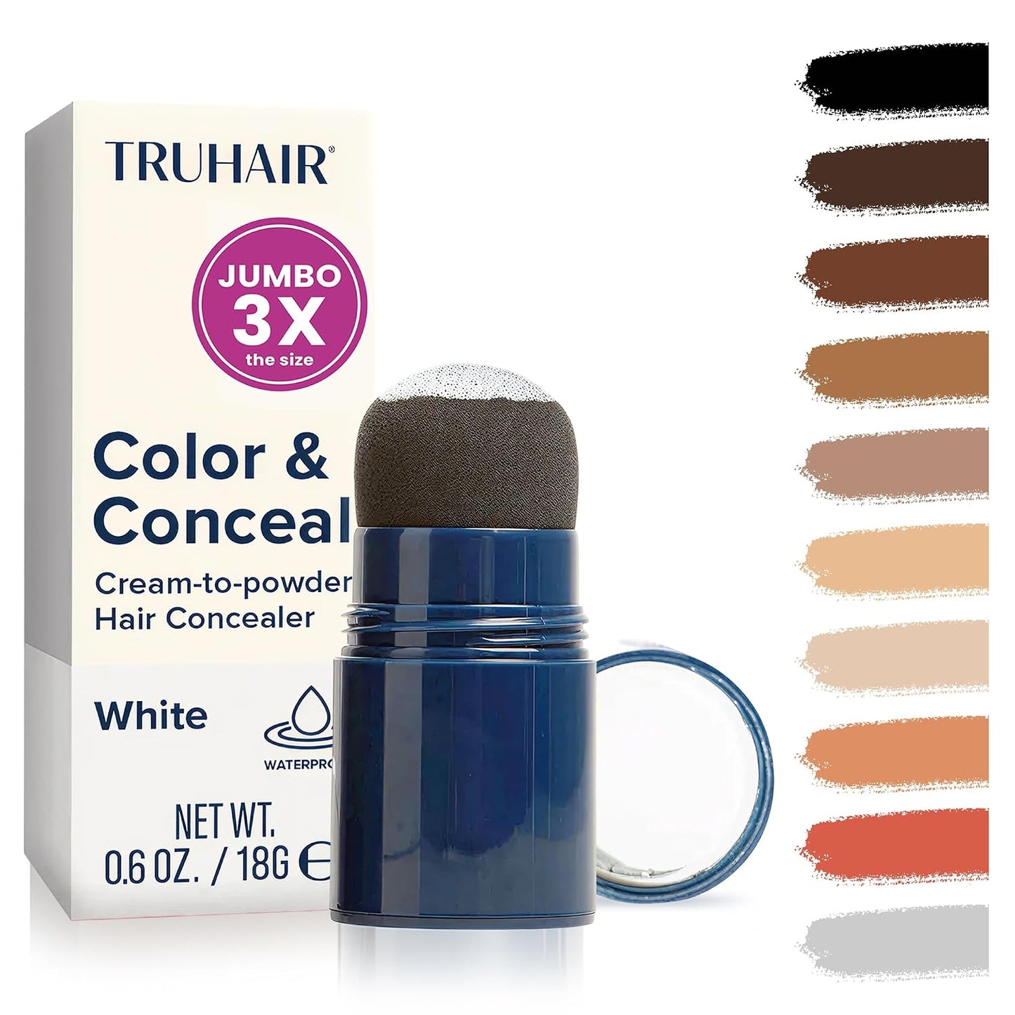 TRUHAIR Color & Conceal Waterproof Root Touch Up - Gray Coverage & Hairline Filling | Auburn Shade
