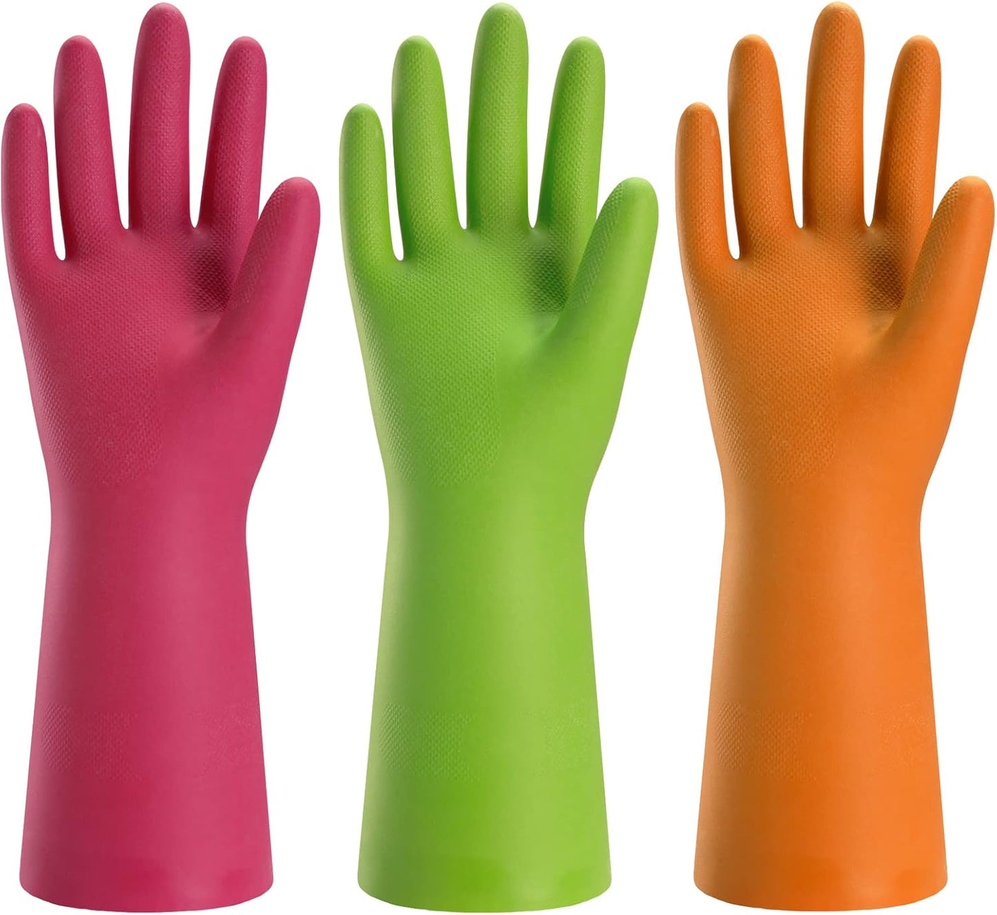 Bamllum Rubber Cleaning Gloves - Reusable Dishwashing Gloves for Kitchen | Flexible & Waterproof (Medium, Green, Red, Orange)