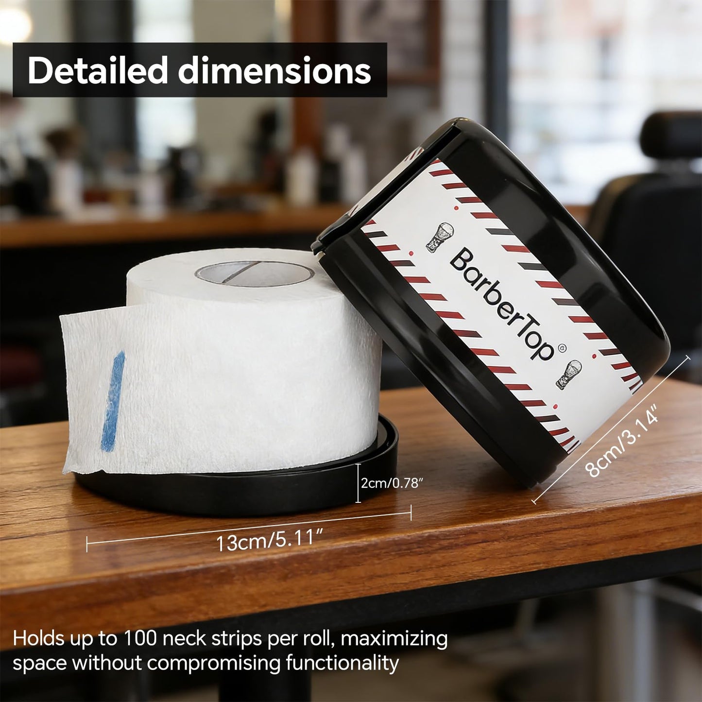 Neck Strip Dispenser + Barber Neck Strips, Wall-mountable Barber Strip Dispenser with Suction Cups, Suitable for Barbershops, Salons, and Home Use, Barber Tape Dispenser with Non-Marking, Non-Slip
