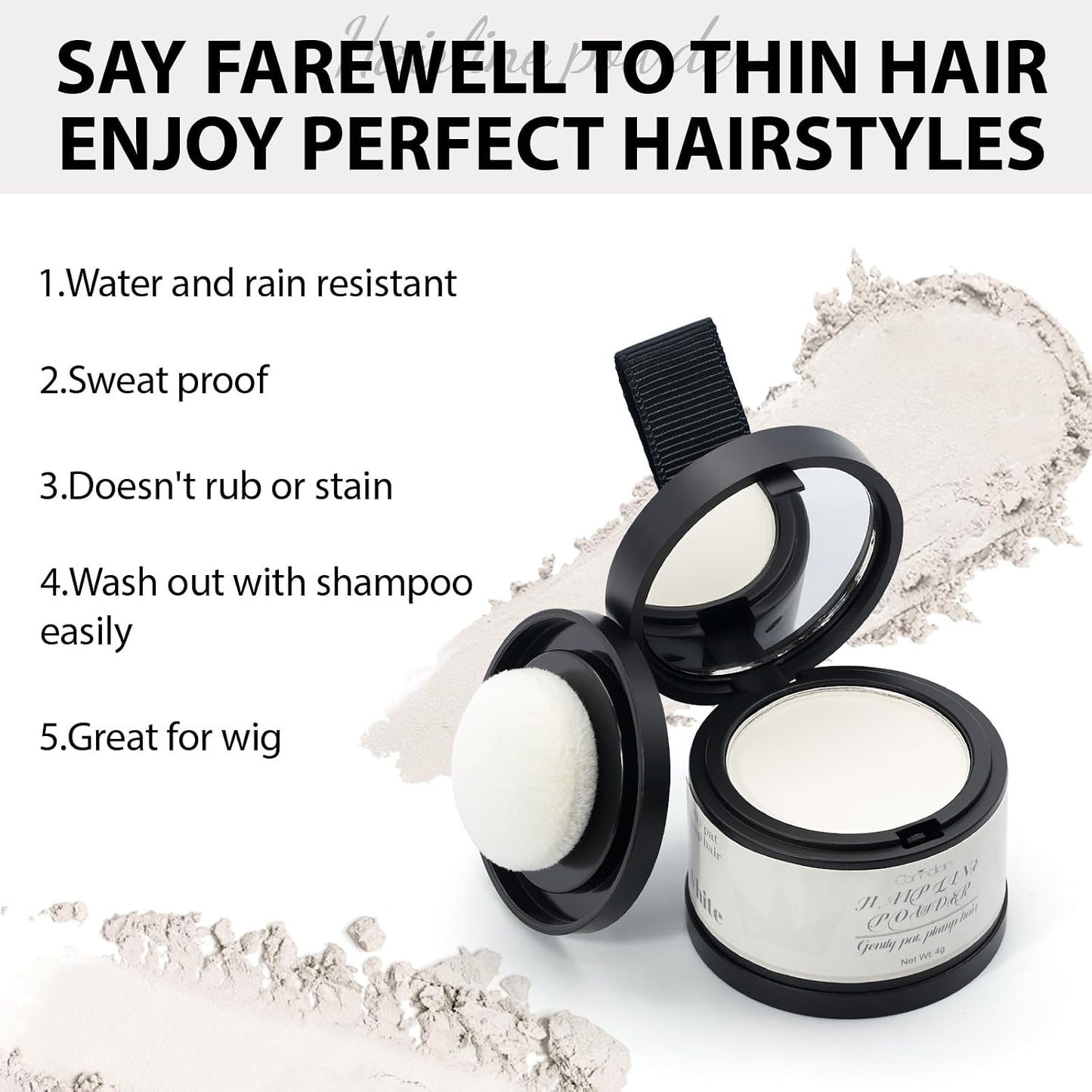 Hairline Powder for Women & Men - Root Touch Up for Thinning, Gray Hair & Bald Spots | 2 Pack, White
