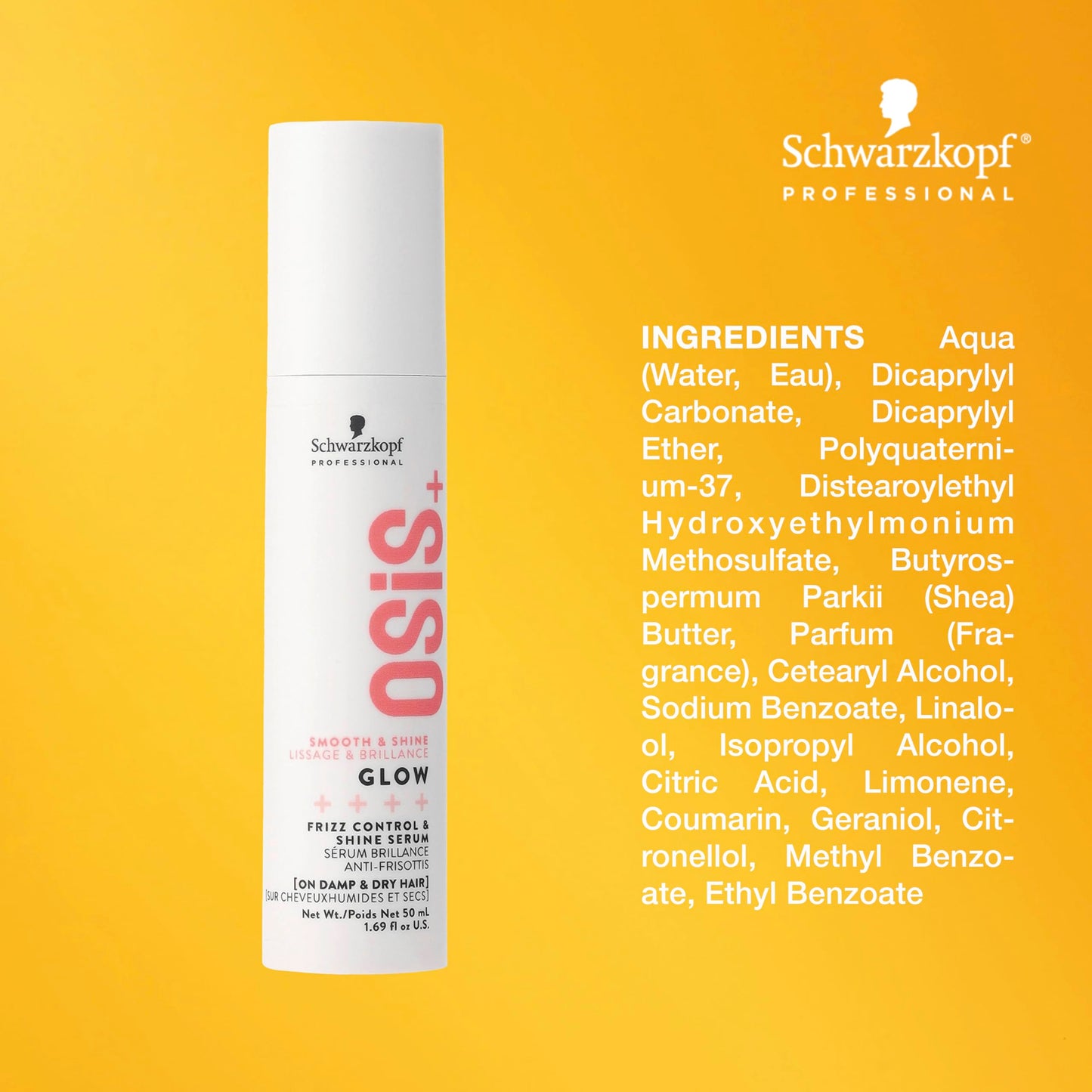 OSiS+ Glow Anti-Frizz Shine Serum for Hair 1.69 oz | Lightweight, Light-Hold Formula | Frizz Control, and Humidity Protection
