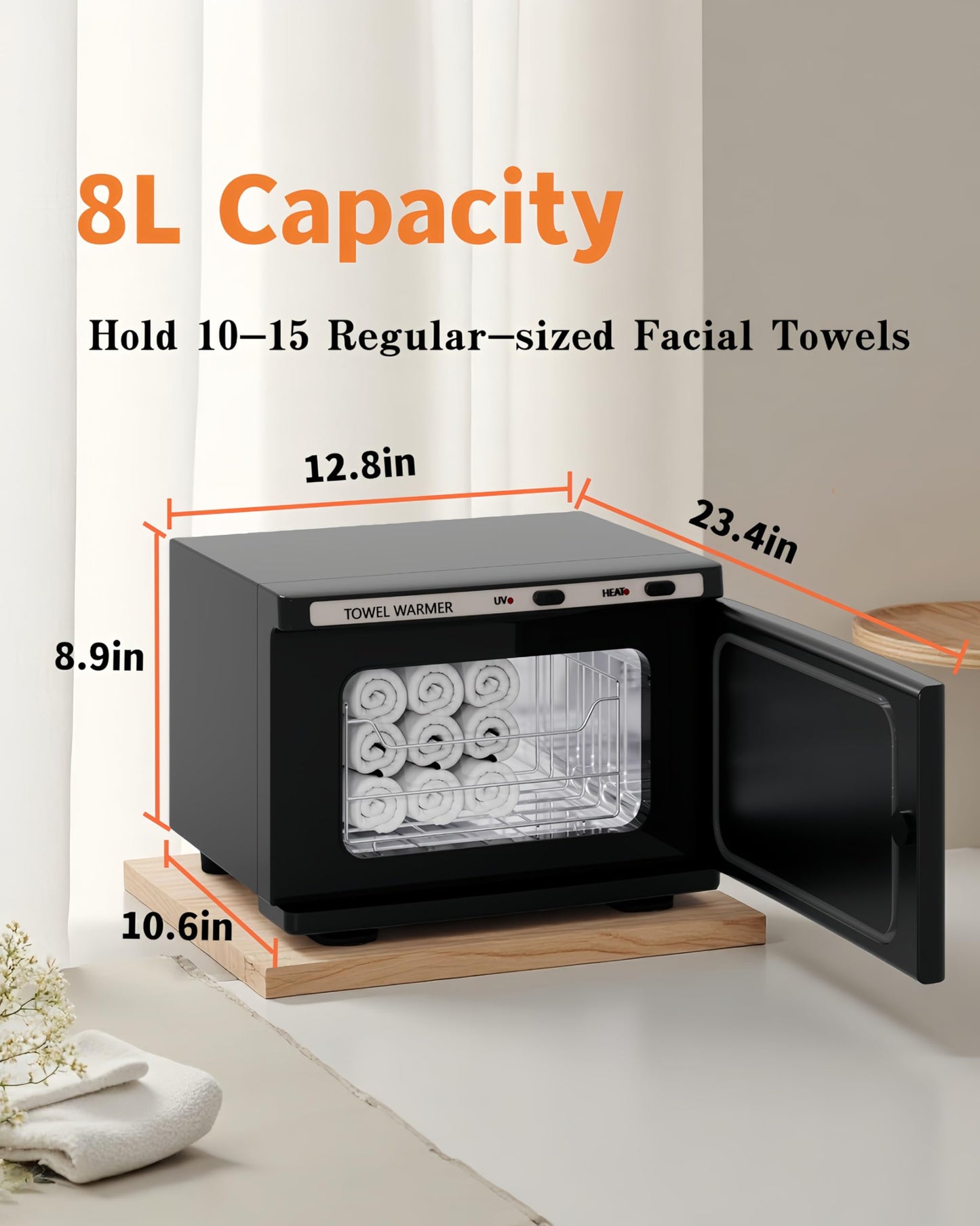 Asiakarn Towel Warmer, Hot Towel Warmers Spa, 8L Professional Mini Towel Warmer, Towel Warmer for Facials. (Black)