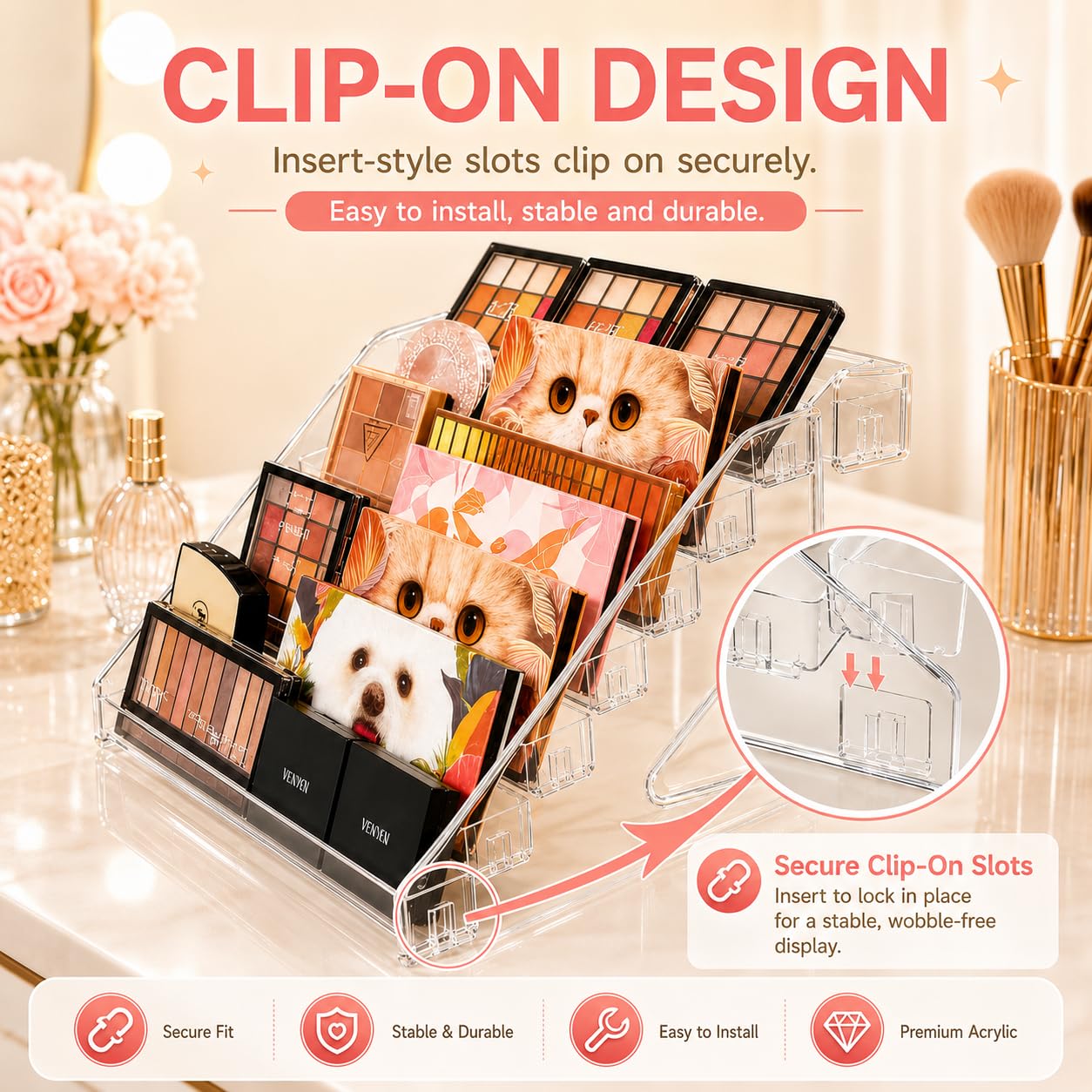 SAWEIRN 2 Pack Nail Polish Organizer Holder Rack 7 Layers Clear Acrylic Display Rack for Nail Polish Holder Stand Cosmetics Sunglasses Display Essential Oil Storage Organizer
