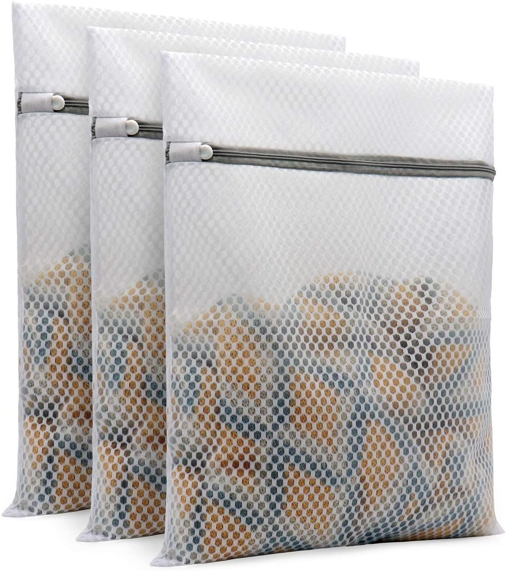 Durable Honeycomb Mesh Laundry Bags - 3 Pcs for Delicates | 12 x 16 Inches