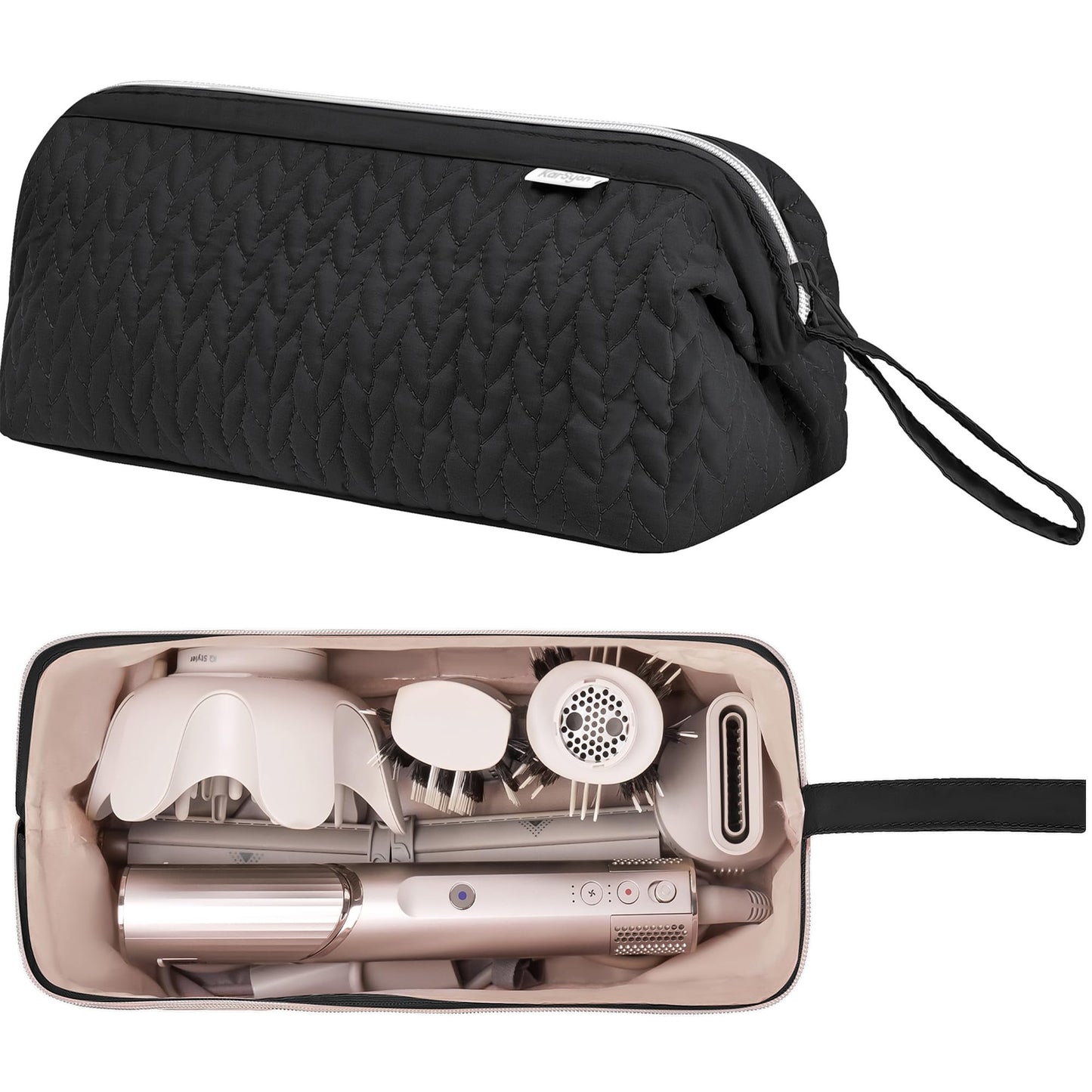 KarSyon Shark Flex Style Case for Dyson Airwrap Hair Dryer Brush Revlon Hair Tools Travel Bag Carrying Case Flat Curling Iron Organizer (Black)