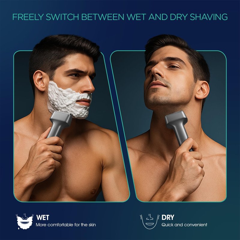 VOYOR Foil Shaver Electric Razor for Men 3 in 1 Shavers for Men with Double Foil Wet & Dry Face Shaver Lightweight Handheld Smooth Shave IPX6 Washable USB-C Rechargeable Travel Razor TX310 (Gray)