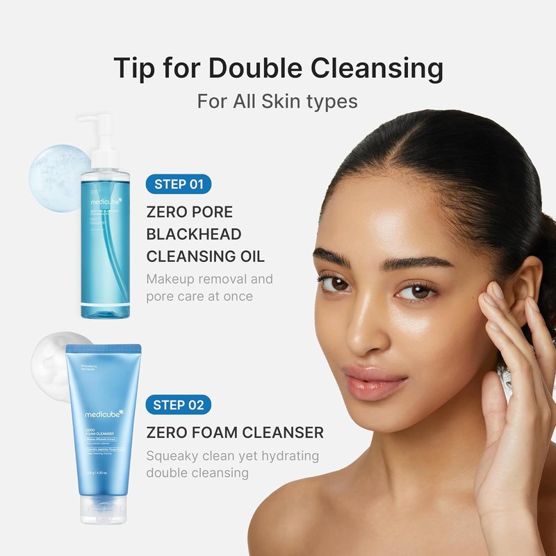 Medicube Double Cleansing Duo - Flawless Glass Skin Set | Zero Pore Cleansing Oil & Foam Cleanser