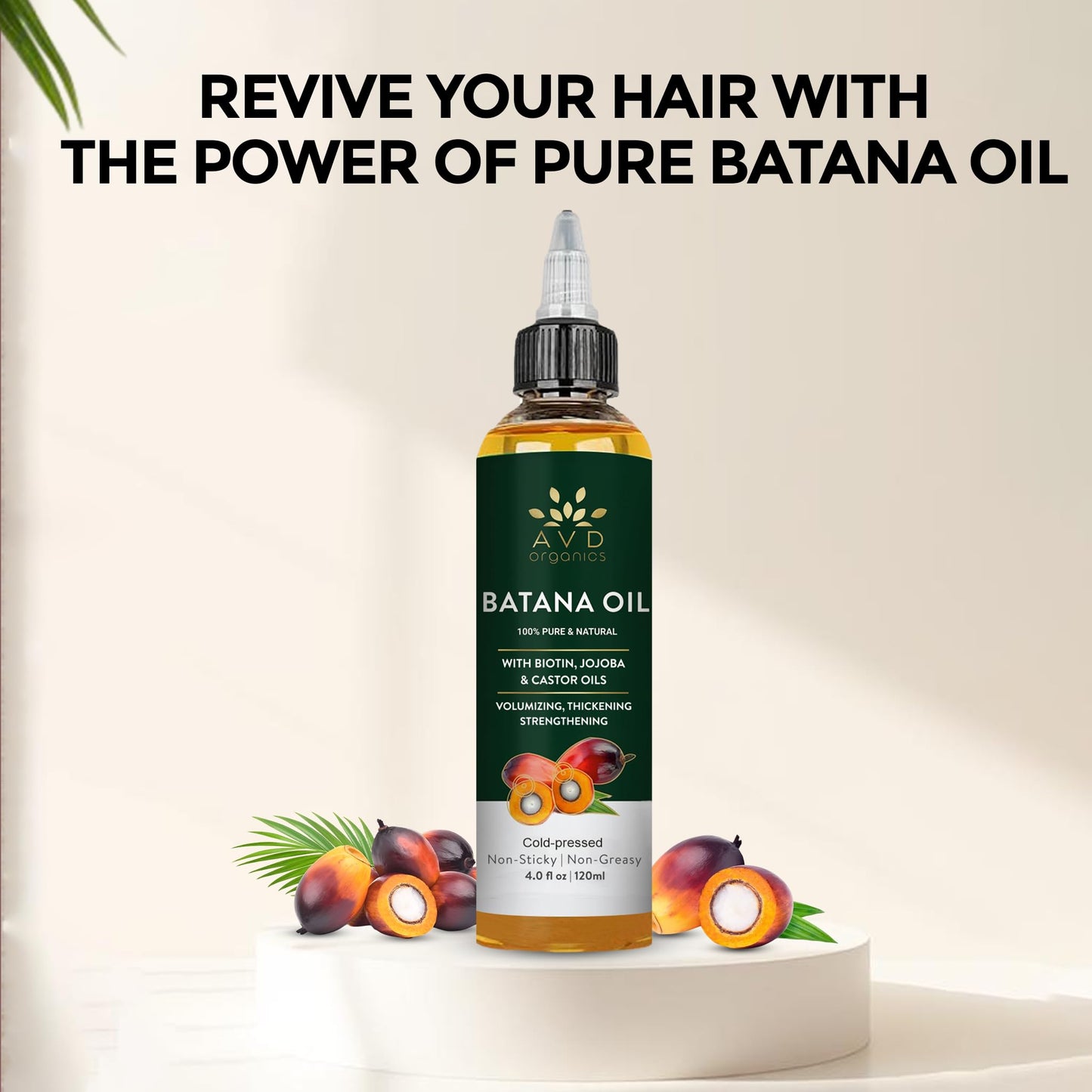 AVD ORGANICS Batana Oil for Hair Growth 4.05 fl oz | Dr Sebi Organic Raw Batana Oil from Honduras | 100% Pure & Natural for thicker & stronger Hair | Ideal for Men & Women | 120ML