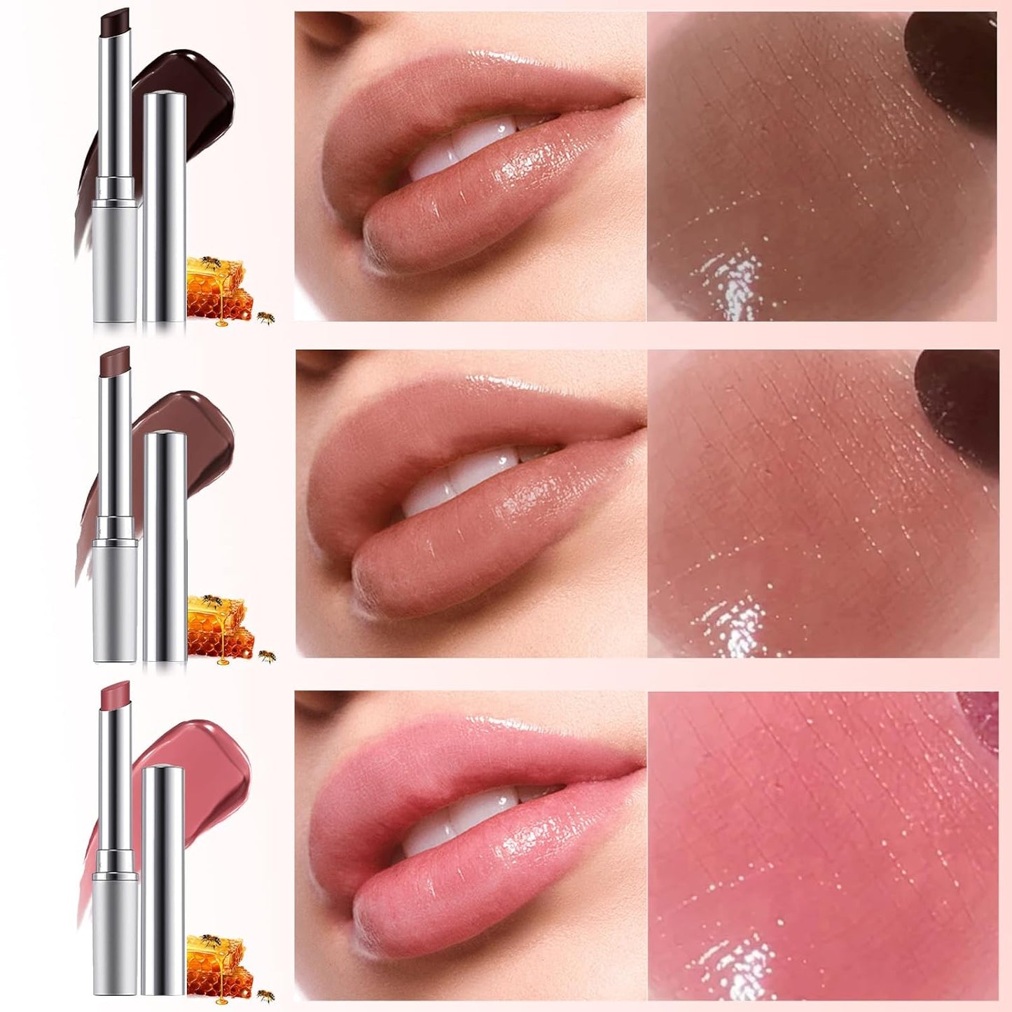 Erinde Honey Lipstick Tinted Lip Balm - Sheer Hydrating Formula for All Skin Tones | Moisturizing Black Cherry Tint (3PCS)