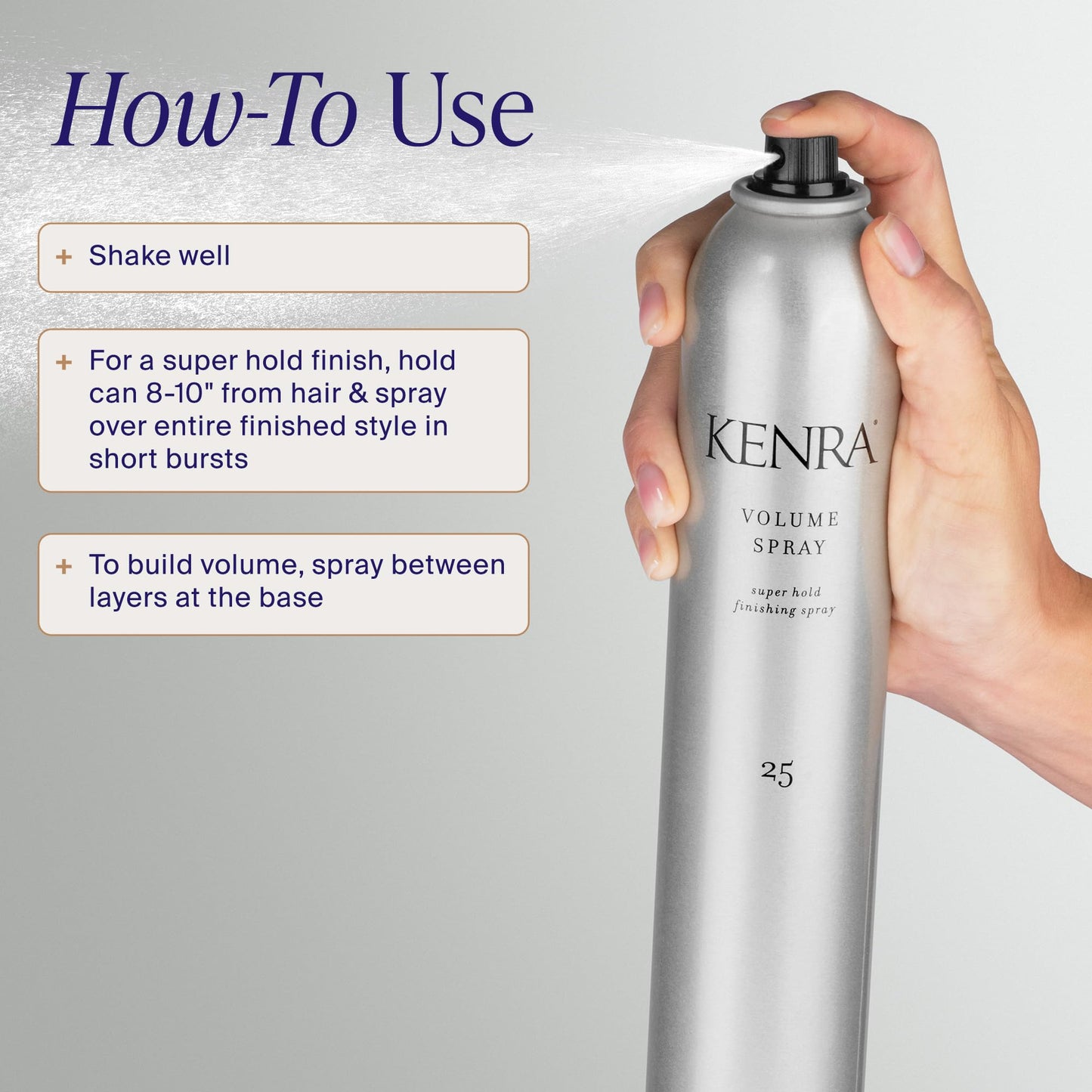 Kenra Professional Volume Spray 25 50% | Super Hold Finishing & Styling Hairspray | Flake-free & Fast-drying | Wind & Humidity Resistance | All Hair Types | Travel 1.5 oz
