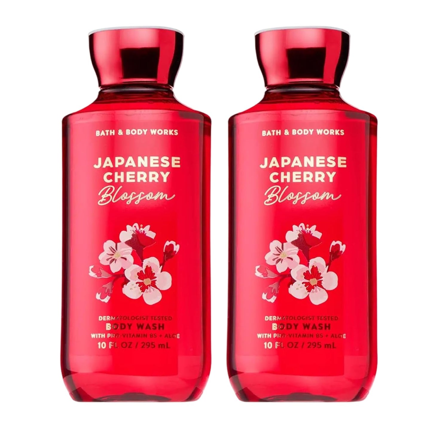 Japanese Cherry Blossom Body Wash - Nourishing Cleanser with Pro-Vitamin B5 & Aloe | Gentle Daily Use, 10 fl oz - 2 Pack
