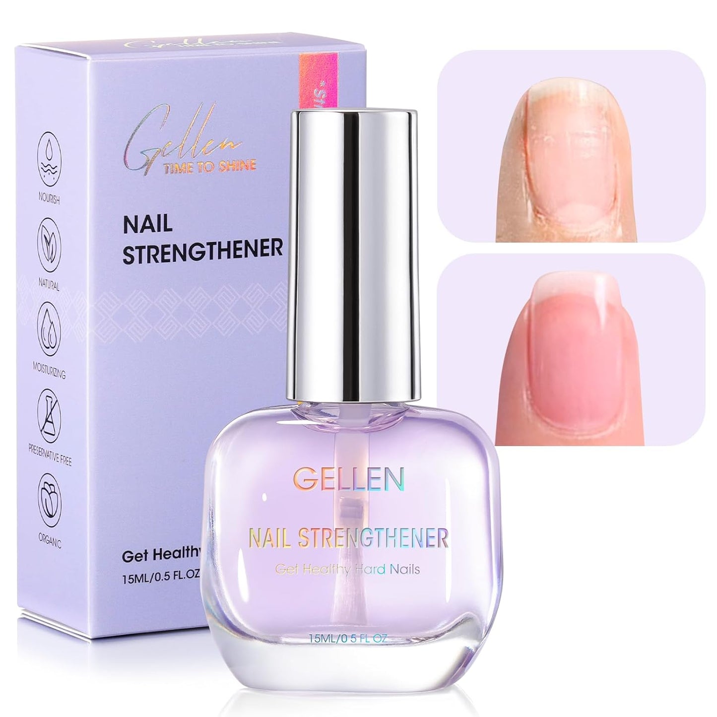 GELLEN Nail Strengthener - 8-in-1 Protein Serum for Weak, Brittle Nails | Lavender Scented Ridge Filler