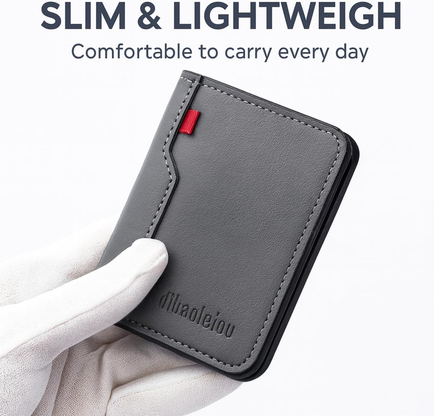 Slim Wallet for Men - Vertical Bifold PU Leather Wallet with Zipper Coin Pocket | Gray Card & Cash Holder