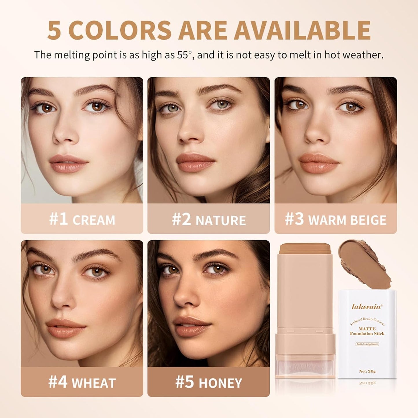 Beauty Balm Serum - Dual-Ended Eraser Foundation Stick with Brush | Full Coverage Korean Makeup in #3 Warm Beige