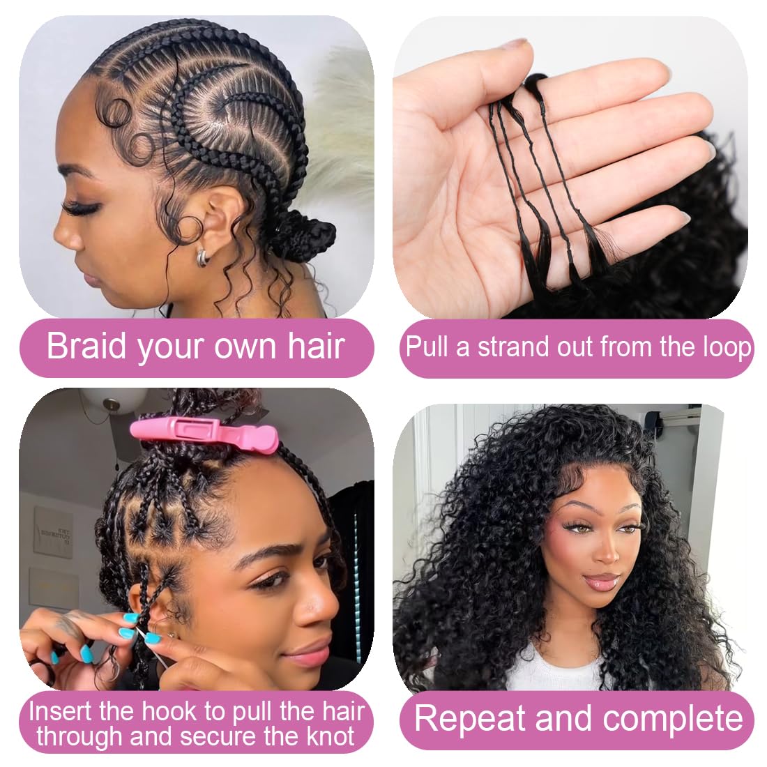 Burmese Curly Crochet Hair - 20 Inch 60g Knotless Pre-Separated Bundles | Invisible Miracle Knots, Reusable Virgin Hair Extensions