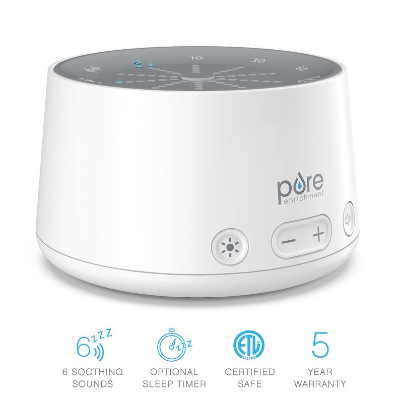 Pure Enrichment Doze Sound Machine and Sleep Light - 6 Soothing Sounds, Relaxing Pulse Light, Auto Sleep Timer, and Built-in USB Charger - All-Natural Sleep and Stress Reliever