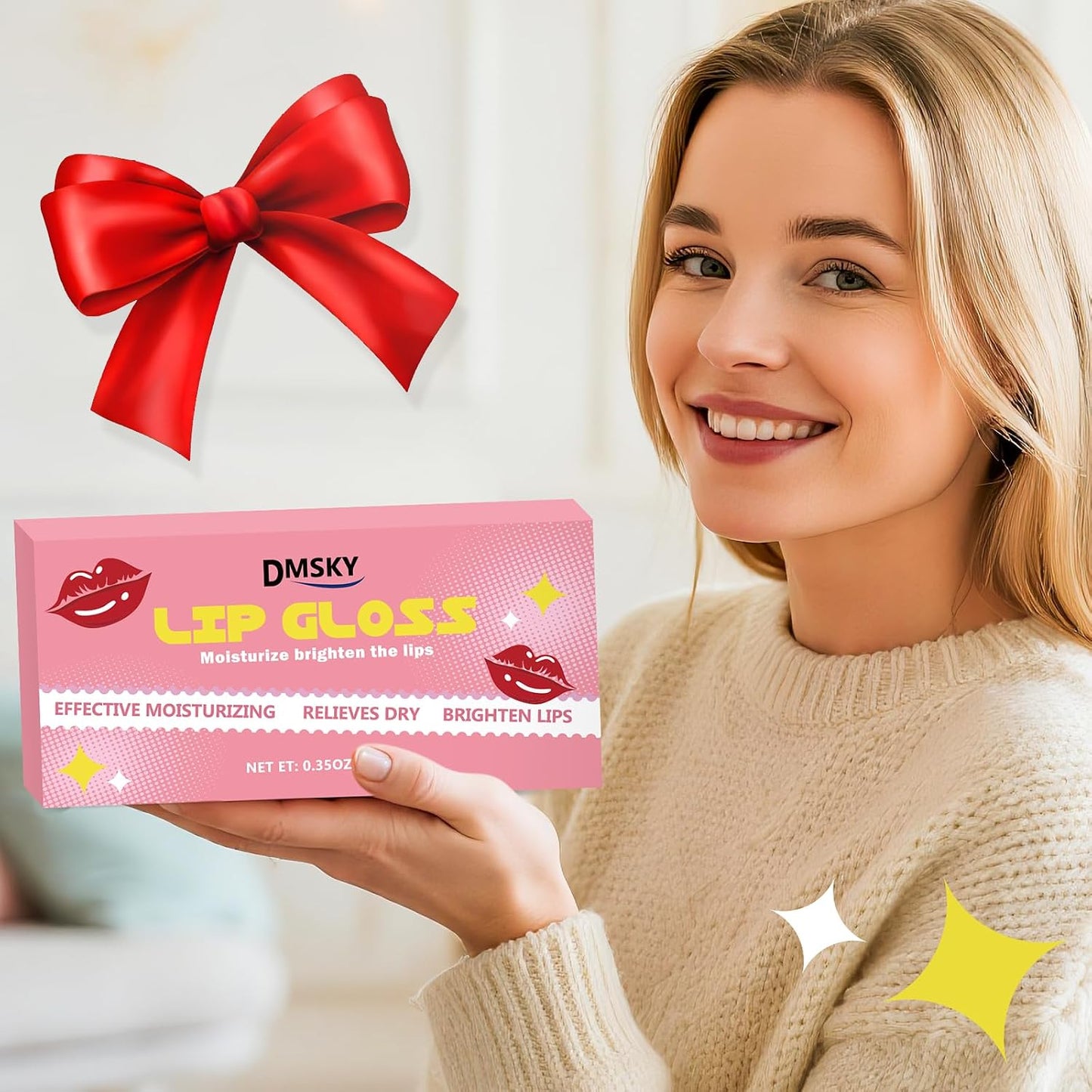 Dmsky Lip Gloss Set - 12 Colors Moisturizing Lip Gloss with Vitamin E for Dry Lips | Bulk Pack