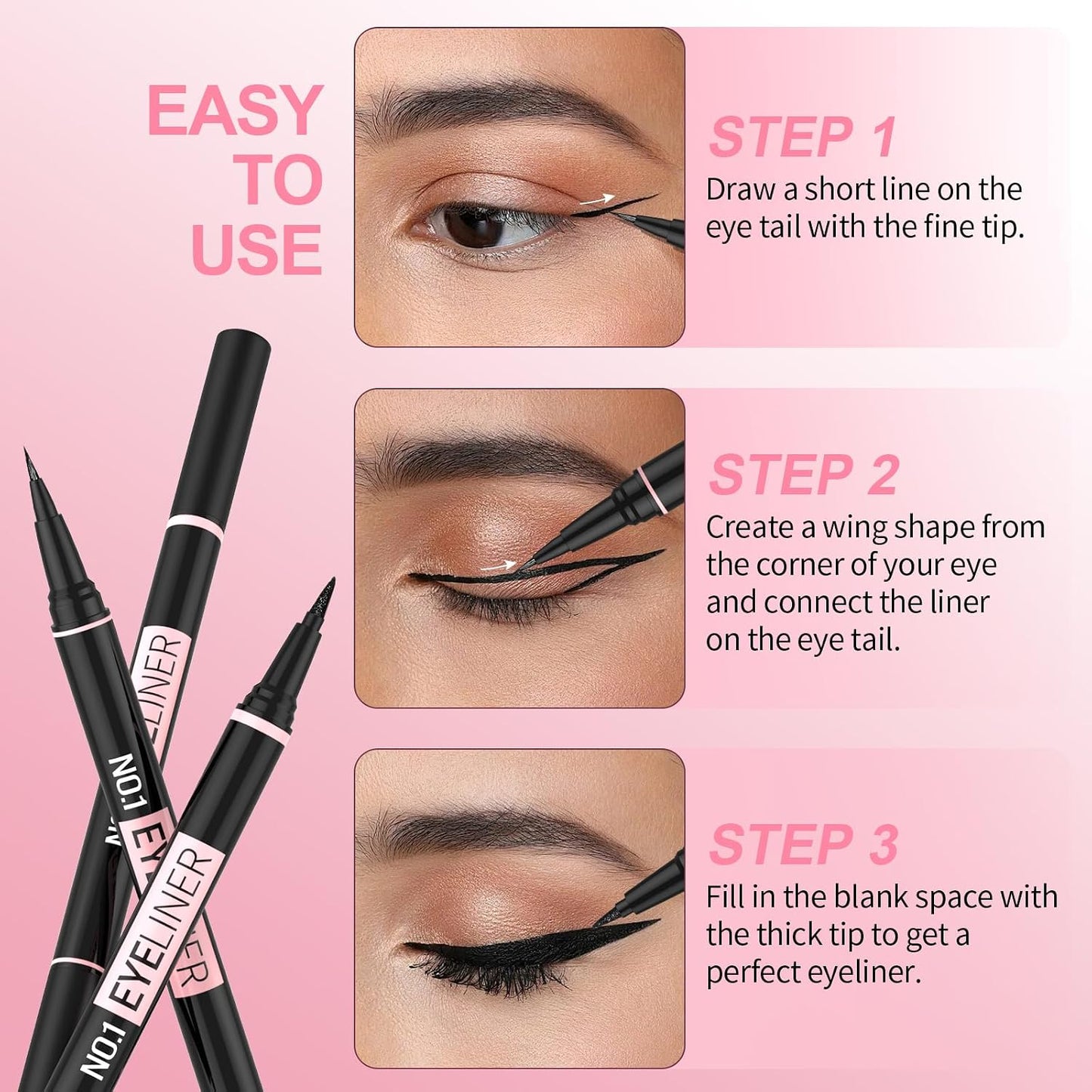 iMethod Liquid Eyeliner - Waterproof Dual-Ended Eye Liner with Precise Brush-Tip | Black, Long-Lasting, Smudge-Proof