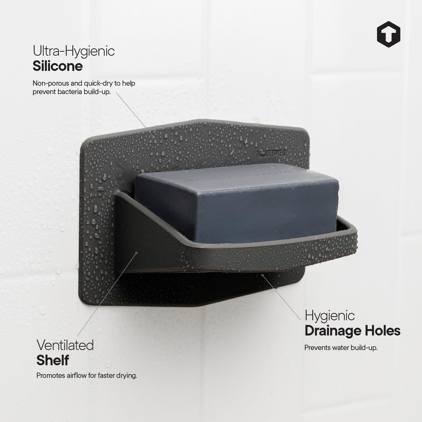 TOOLETRIES The Benjamin Soap Holder for Shower - Charcoal