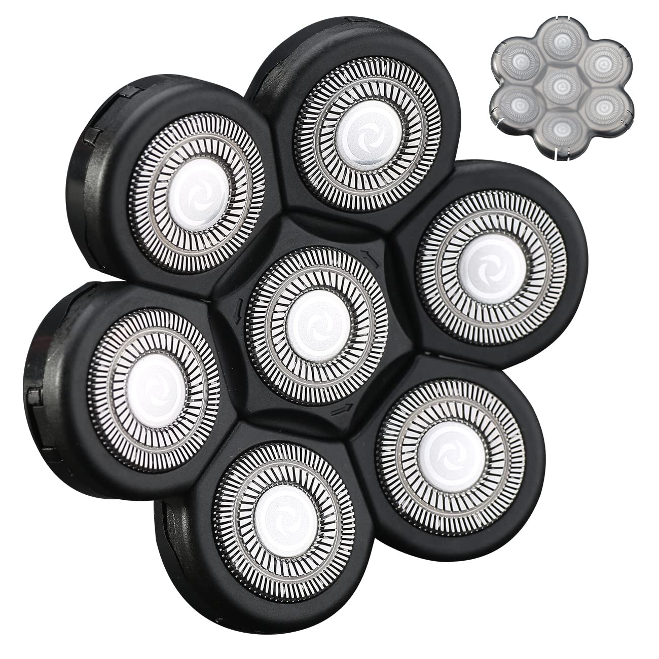 7D Black Electric Razor Replacement Blades - Universal 7 Blade Head Shaver for Men