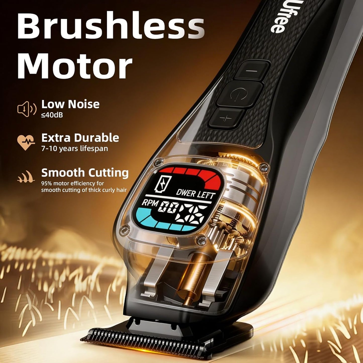 Professional Hair Clippers for Men - Cordless Barber Trimmer Set with DLC Blades | Precision Cutting Kit