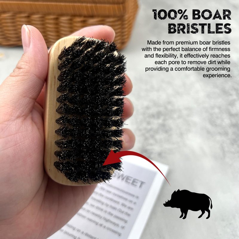 Premium Wooden Men’s Beard Brush – Mustache & Beard Styling Tool with Natural Boar Bristles