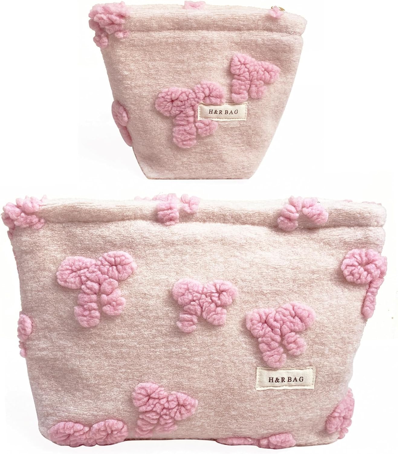 Large Floral Makeup Bag Set - 2 Pcs Travel Toiletry Organizer for Women | Embroidered Cosmetic Pouches with Zipper