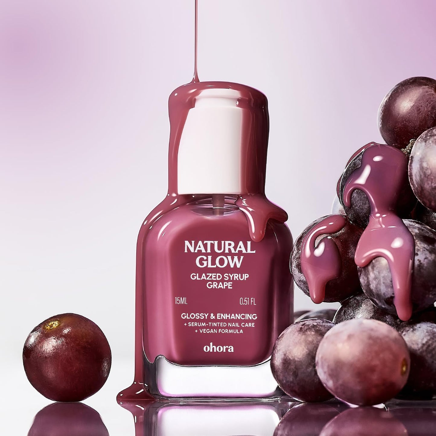 ohora 2-in-1 Sheer Nail Polish & Strengthener(Grape) | Tinted Nail Concealer | Nail Hardener for Weak, Damaged Nails | Nail Care Polish with Glossy Finish | Glazed-Syrup Formula, 15 mL