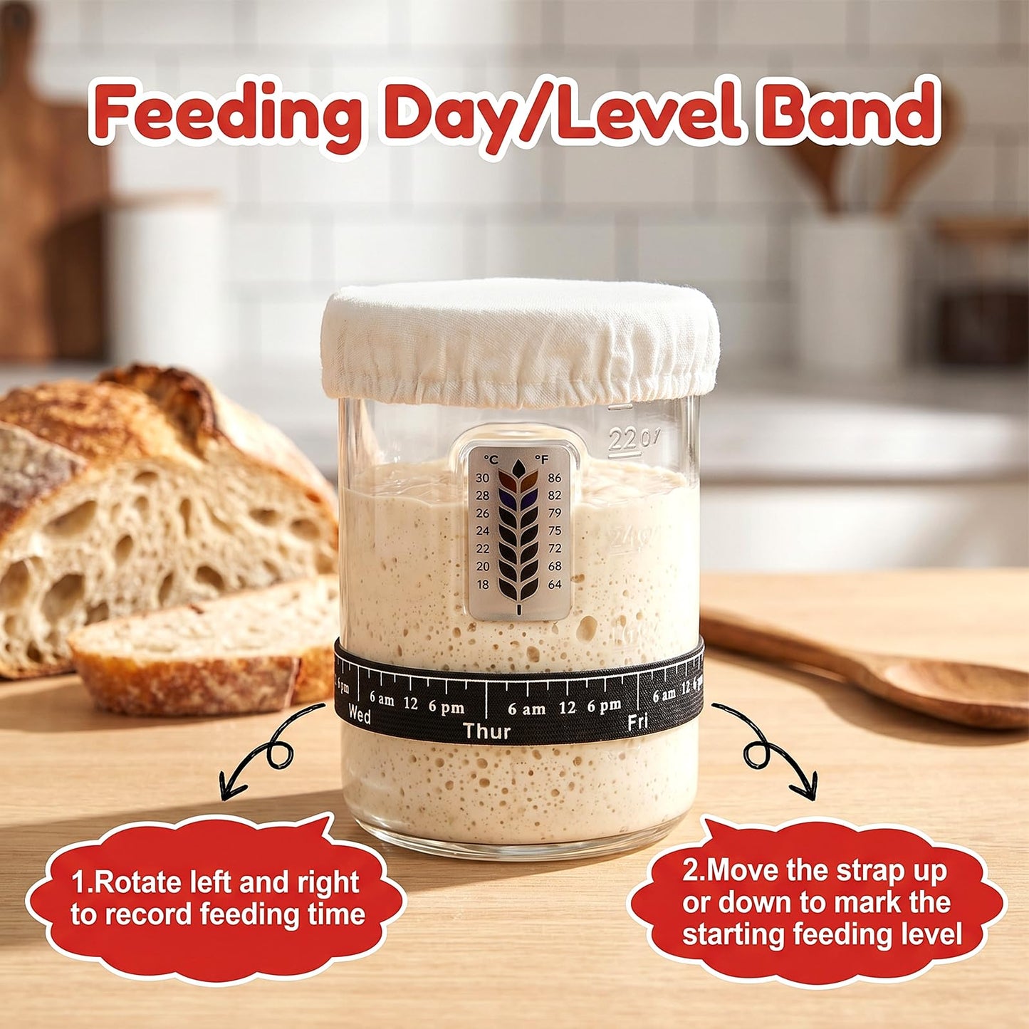 2Pack Sourdough Starter Jar - 40oz Large Sourdough Jar