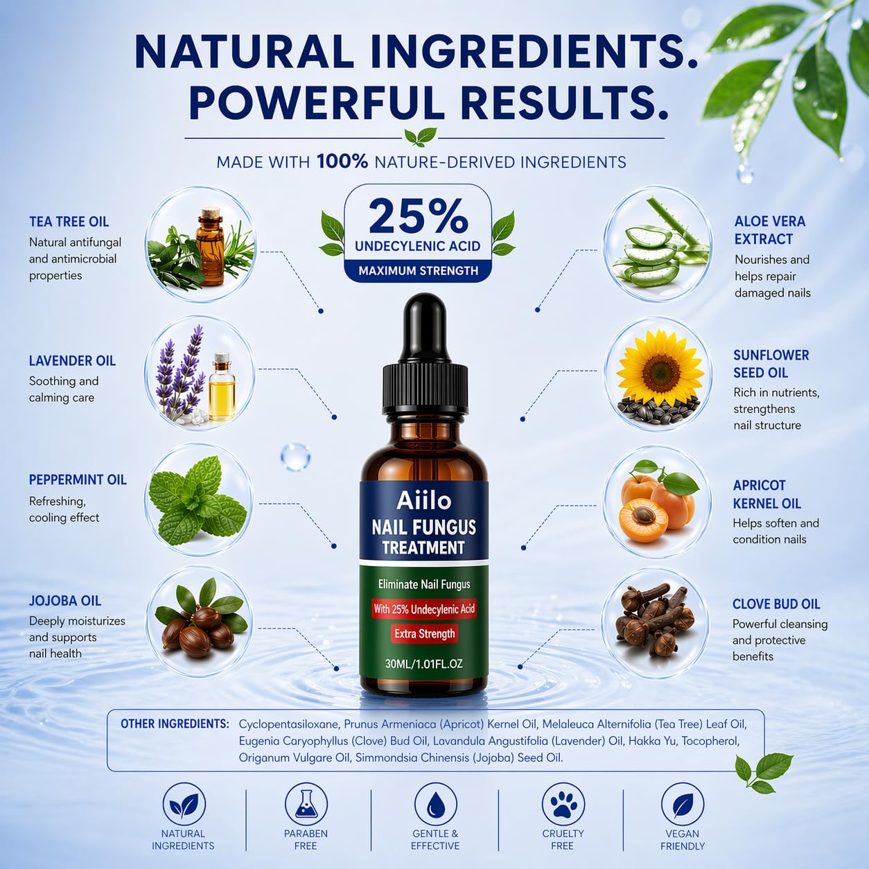 Nail Fungus Treatment - 25% Undecylenic Acid Liquid for Toenails & Fingernails | Extra Strength Nail Repair Solution, 2.02 Fl Oz