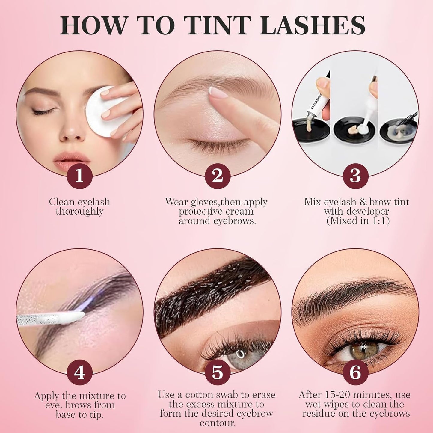 Eyelash & Eyebrow Color Kit, 2-in-1 Lash & Brow Tint Kit with Brush, Black and Brown Brow Color Set for At-Home DIY, Long-Lasting Color Up to 6 Weeks