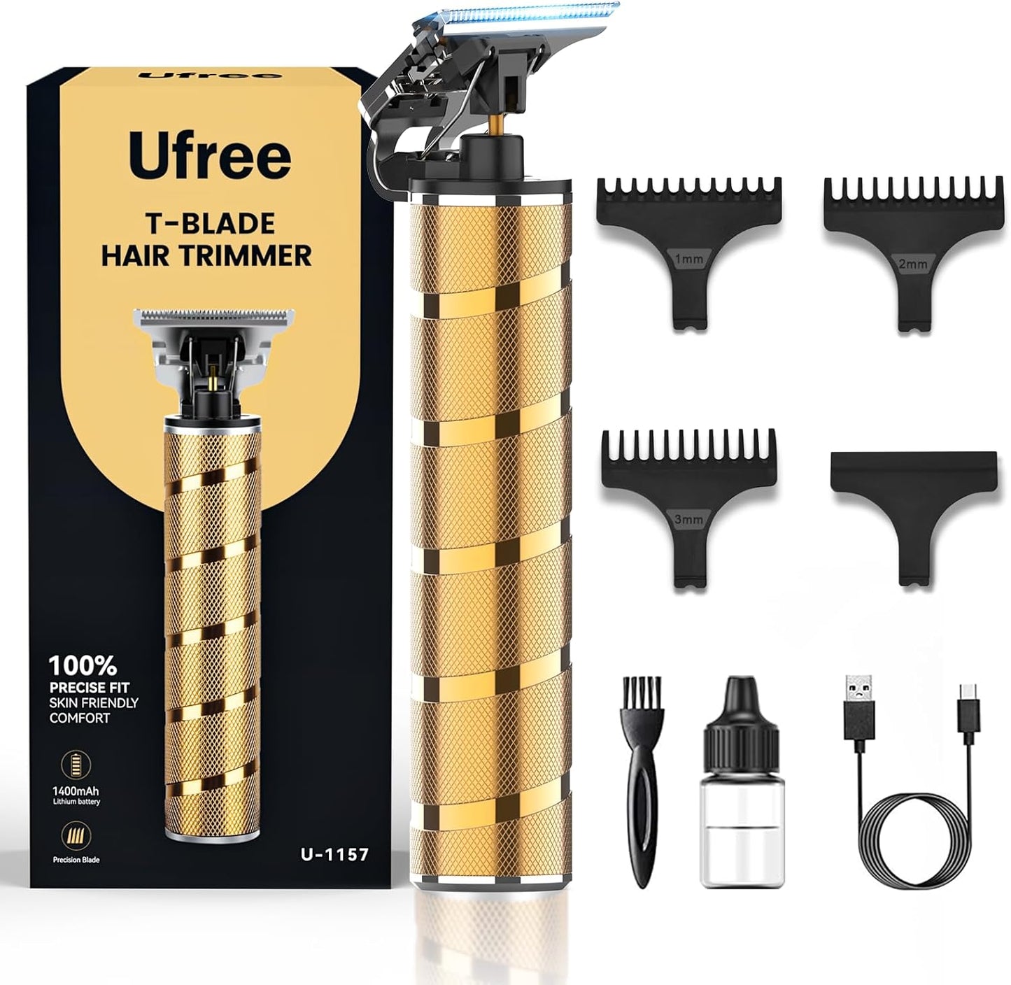 Beard Trimmer & Hair Trimmer for Men - Professional Electric Razor with T Blade Precision Edgers | Ideal for Mustache & Facial Hair Cutting