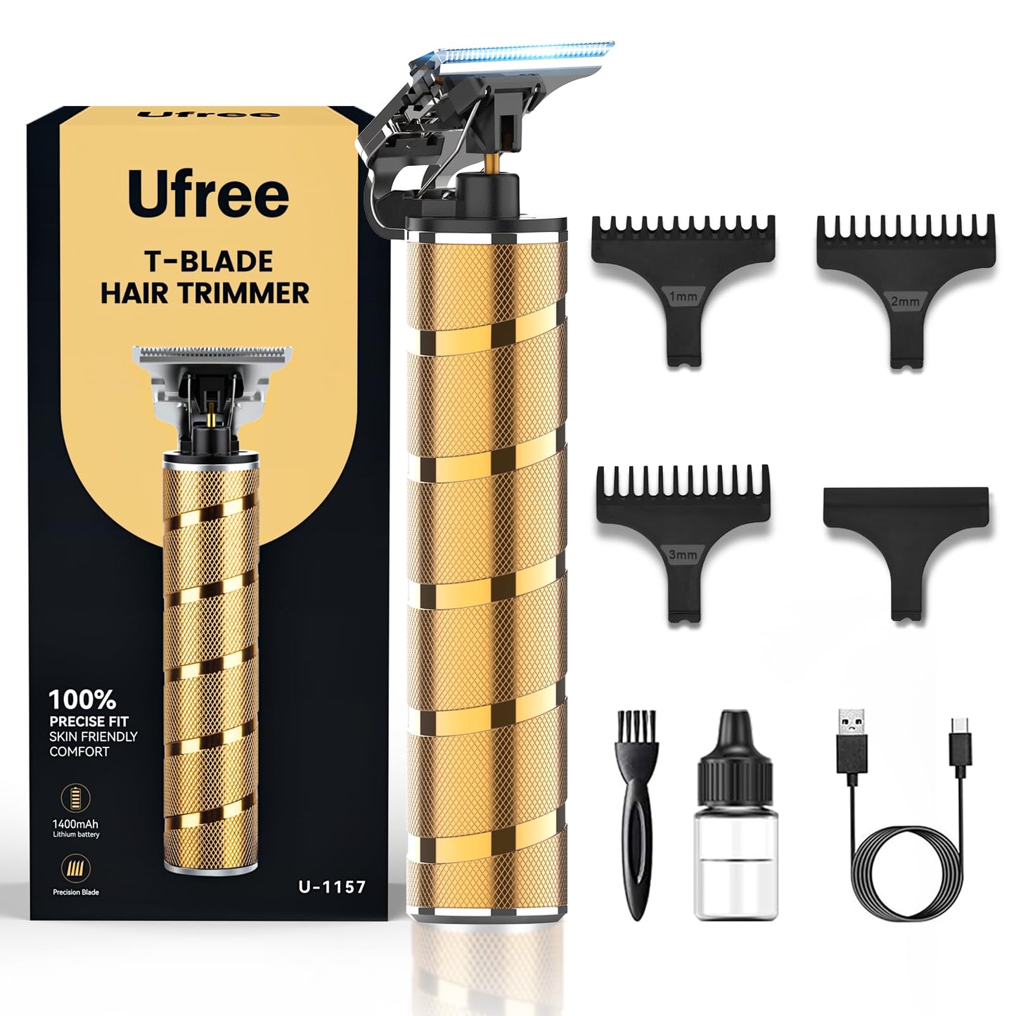 Ufree Beard Trimmer & Hair Trimmer for Men Professional, Electric Razor Shavers for Men, T Blade Precision Edgers Liners, Barber Clippers for Hair Cutting Mustache Facial, Mens Gifts