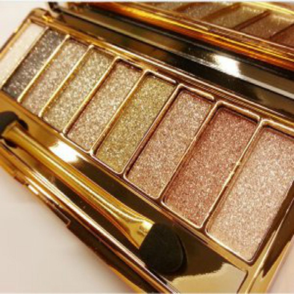 Sparkle Eyeshadow Palette - 9 Color Shimmer Makeup Set with Gold Glitter | Highly Pigmented Diamond Shades