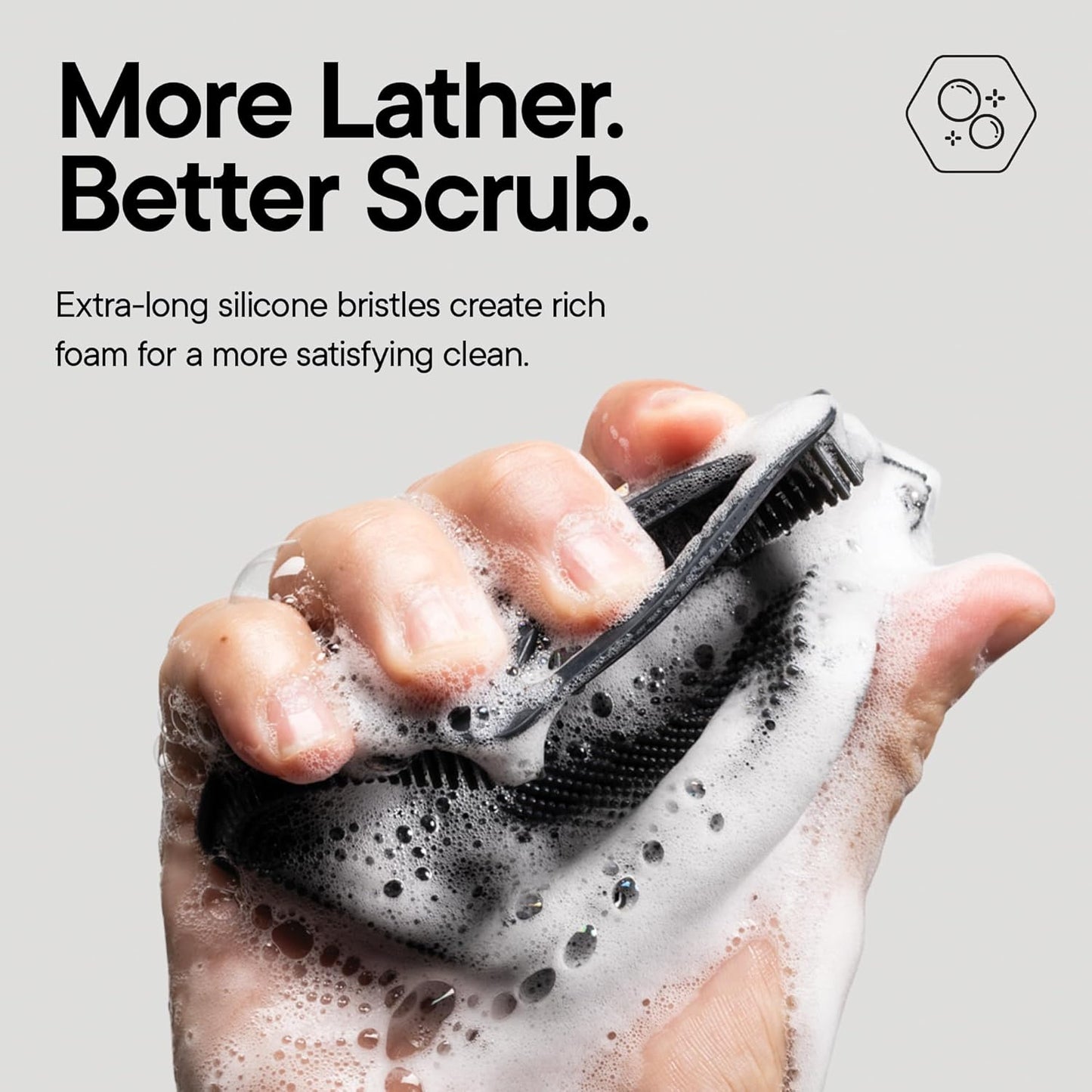 Premium Silicone Body Scrubber 2.0 - Hygienic Exfoliating Shower Scrubber for Sensitive Skin | Quick Drying & Long-Lasting - Charcoal