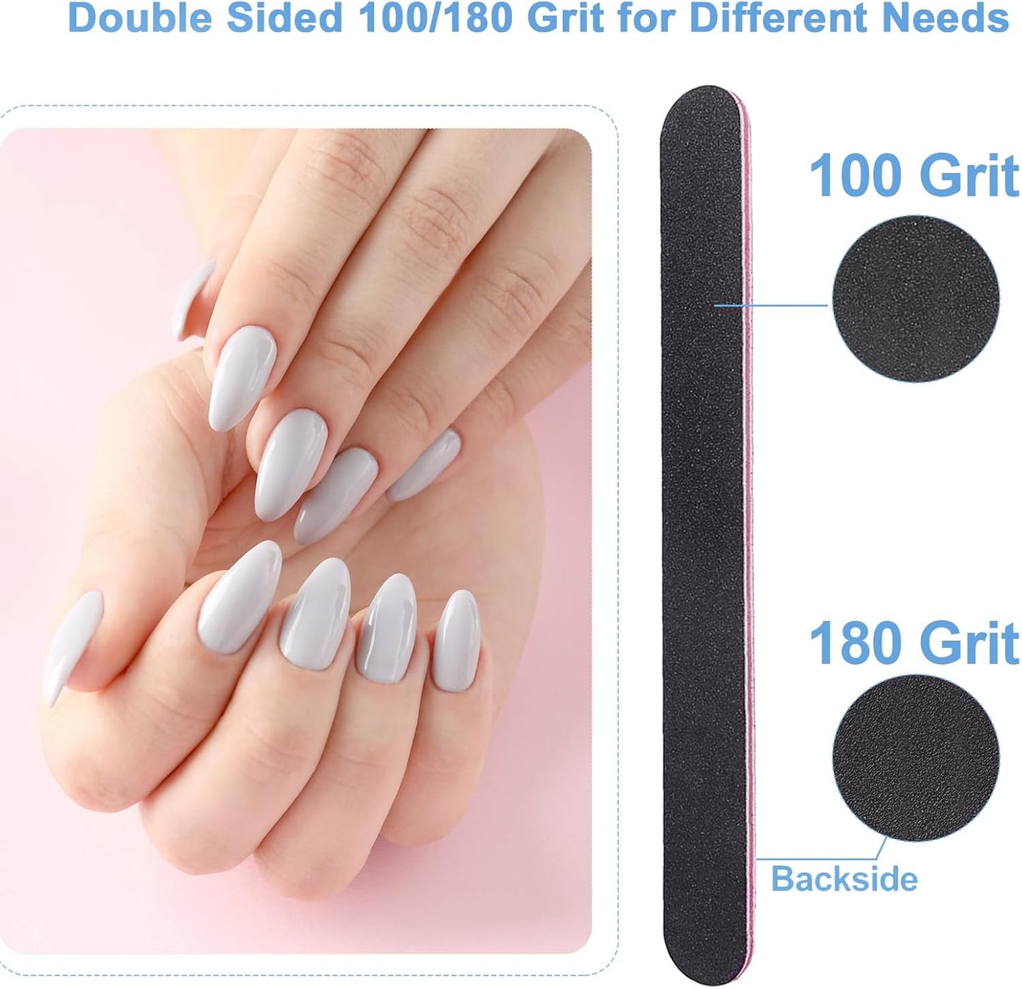 Nail File and Buffer Set - 4 Way Professional Nail Buffers for Natural Nails | Grit 100/120/240/600/3000
