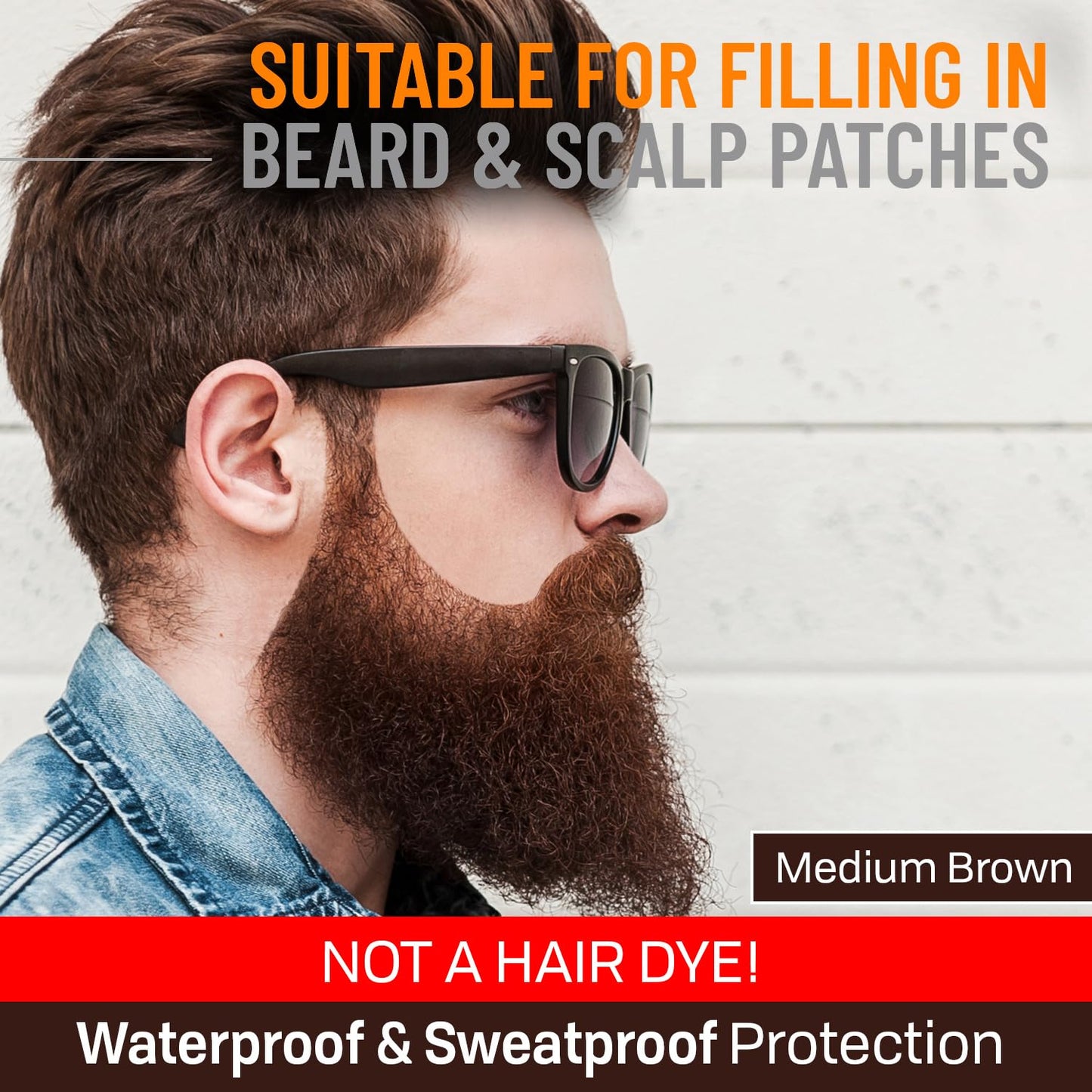 Beard Pen Filler for Men - Barber Styling Grooming Pencil - Waterproof, Sweat Proof, Long Lasting Solution with Natural Finish - Cover Beard and Scalp Patches in Seconds - Medium Brown 1 Pack