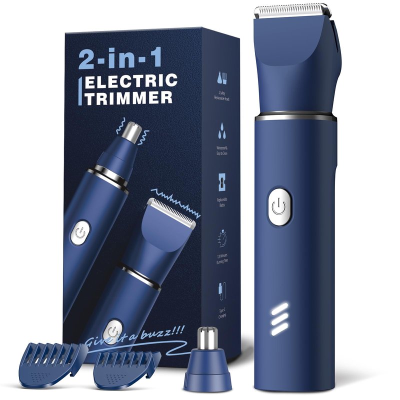 Electric Razor for Men: Manscape Body Trimmer for Mens Gifts, Electric shavers, IPX7 Waterproof, USB-Rechargeable,Replaceable Blade, Blue