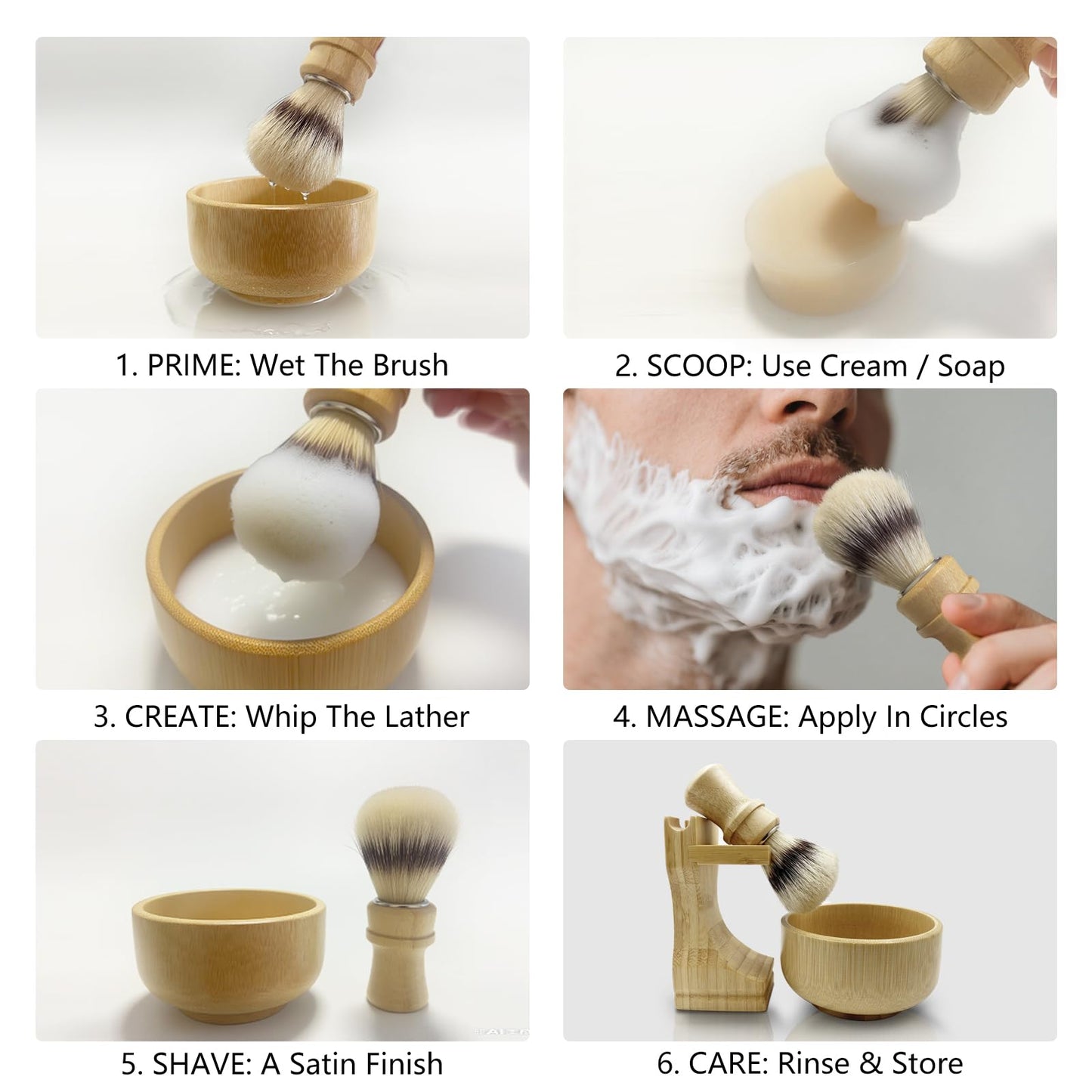 Kikc Men's Shaving Kit with Natural Boar Bristle Shaving Brush, Pure Bamboo Shaving Brush Stand with Bowl | Complete Wet Shaving Set for Smooth & Luxurious Shave