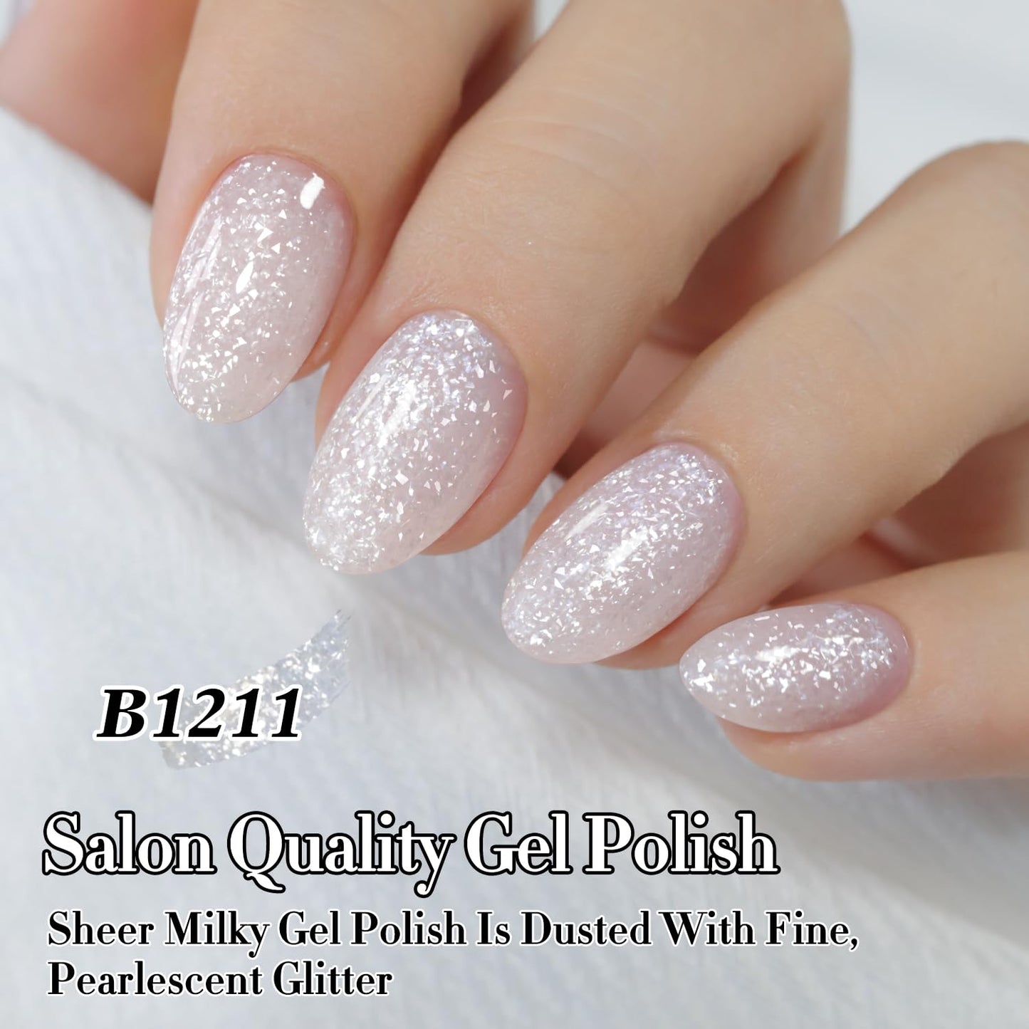 Double Rhythm 15ML Glitter Gel Polish Shimmer Reflective Holographic Color Magnetic for Nail Art Salon DIY at Home (Snow Glitter-B1211)