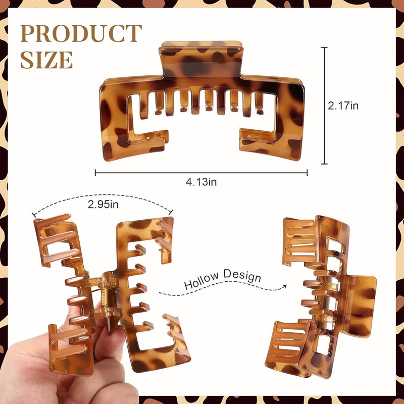 Hat Claw Clips for Women - 6 Pcs Non-Slip Hair Clips for Baseball & Trucker Hats | 4.1 Inch Tortoise Design